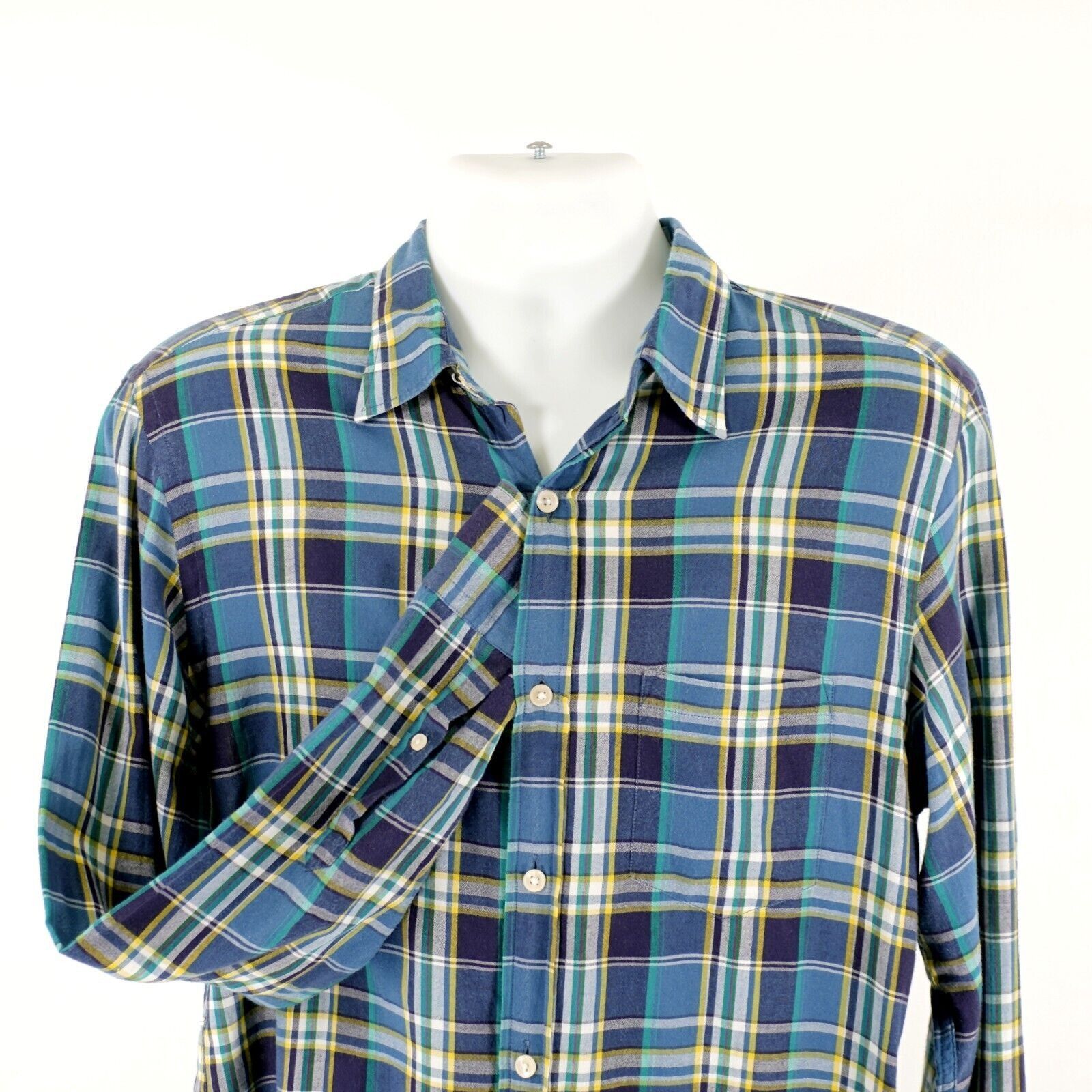 J.Crew J Crew Small Plaid Blue Yellow Green Flannel Tailored Fit Co Size US S / EU 44-46 / 1 - 1 Thumbnail