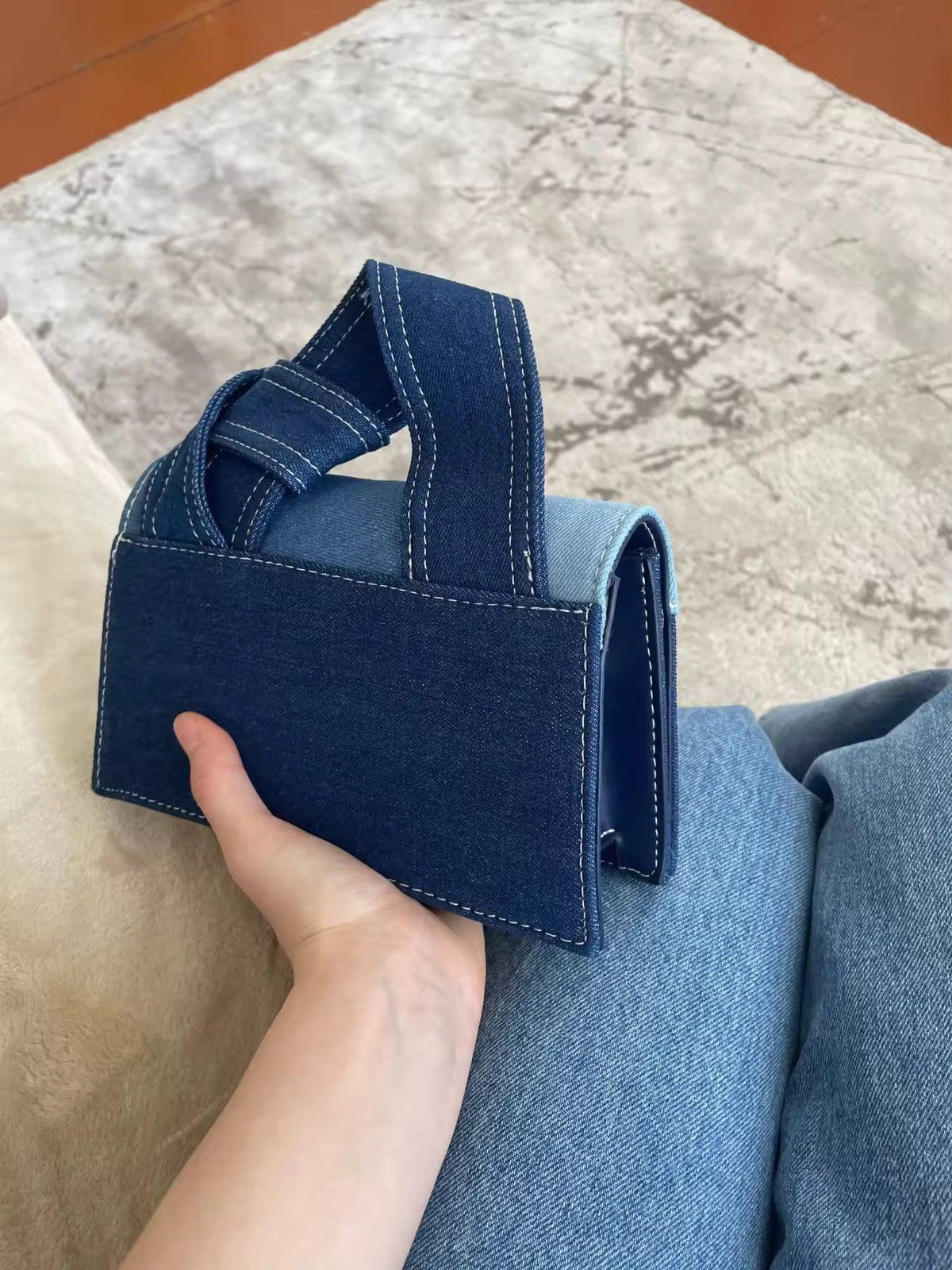 Vintage Block Denim Square Shoulder Bag Size ONE SIZE - 6 Thumbnail