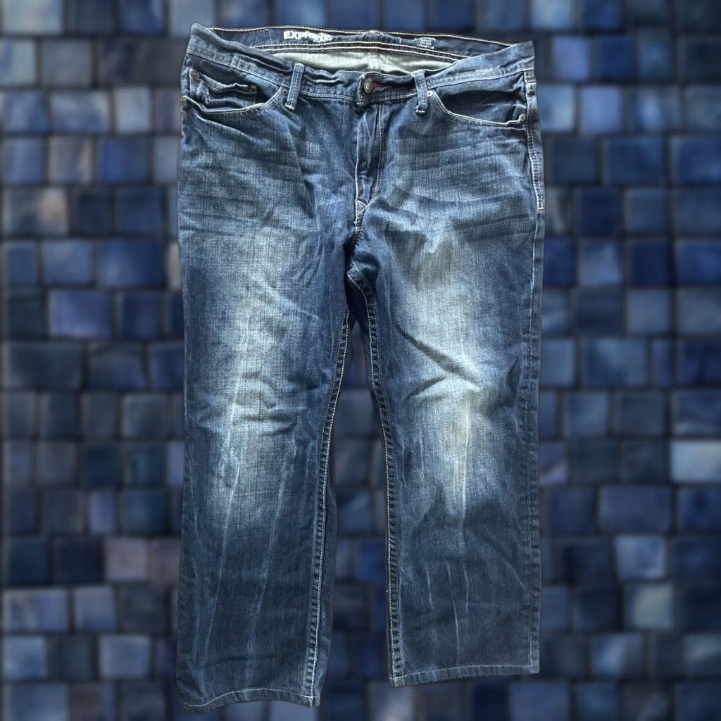 Express VINTAGE Express Jeans 36x26 Slim Straight 90s Rocco Low Rise Denim Blue Mens Size US 36 / EU 52 - 1 Thumbnail