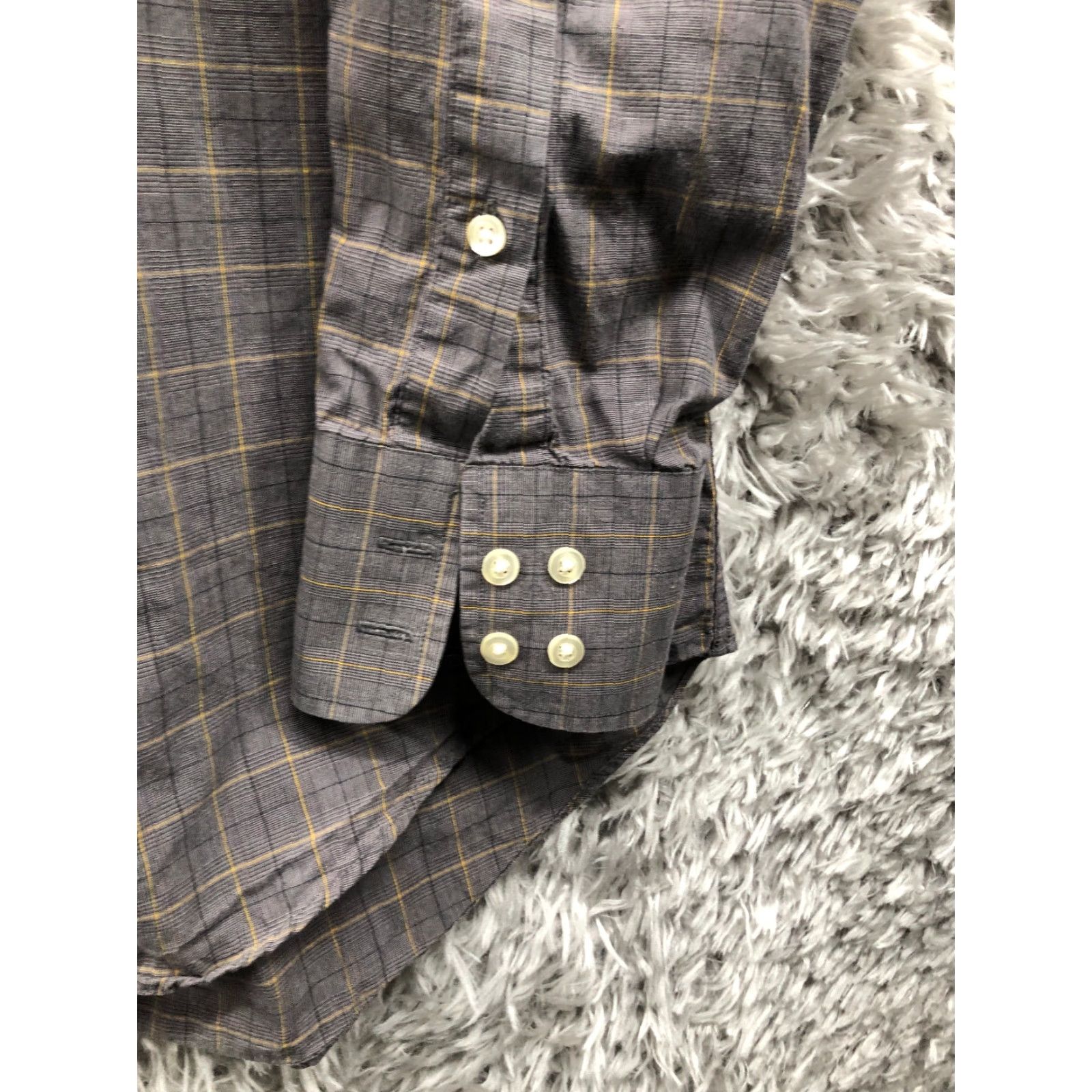 Liz Claiborne Claiborne Shirt 16 34-35 Mens Gray Plaid Long Sleeve Button-Down Collar Shirt Size US L / EU 52-54 / 3 - 3 Thumbnail
