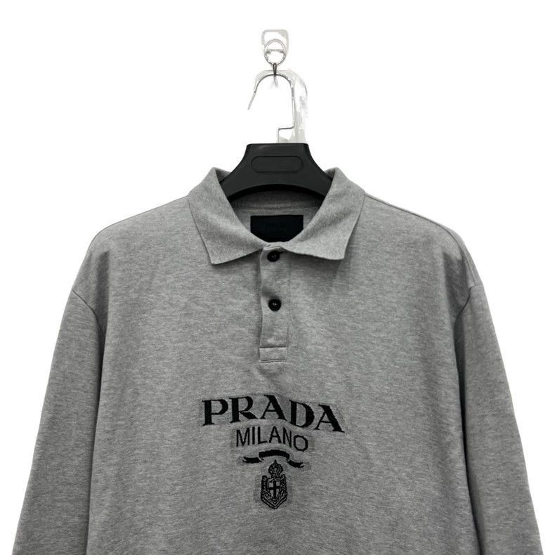 Prada Prada Gray Logo Polo Sweatshirt Size S-2506 Size US S / EU 44-46 / 1 - 4 Thumbnail
