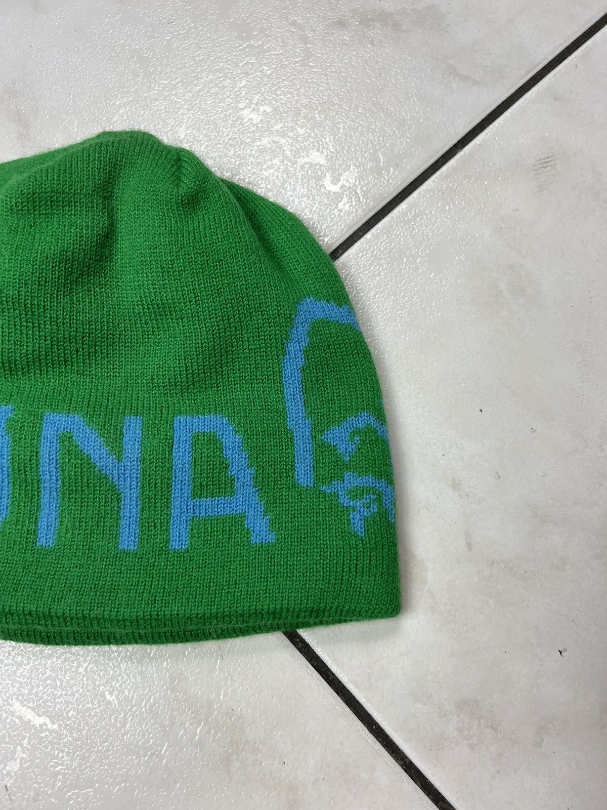 Norrona Norrona wool y2k all over print logo beanie chrome green hat Size ONE SIZE - 5 Thumbnail