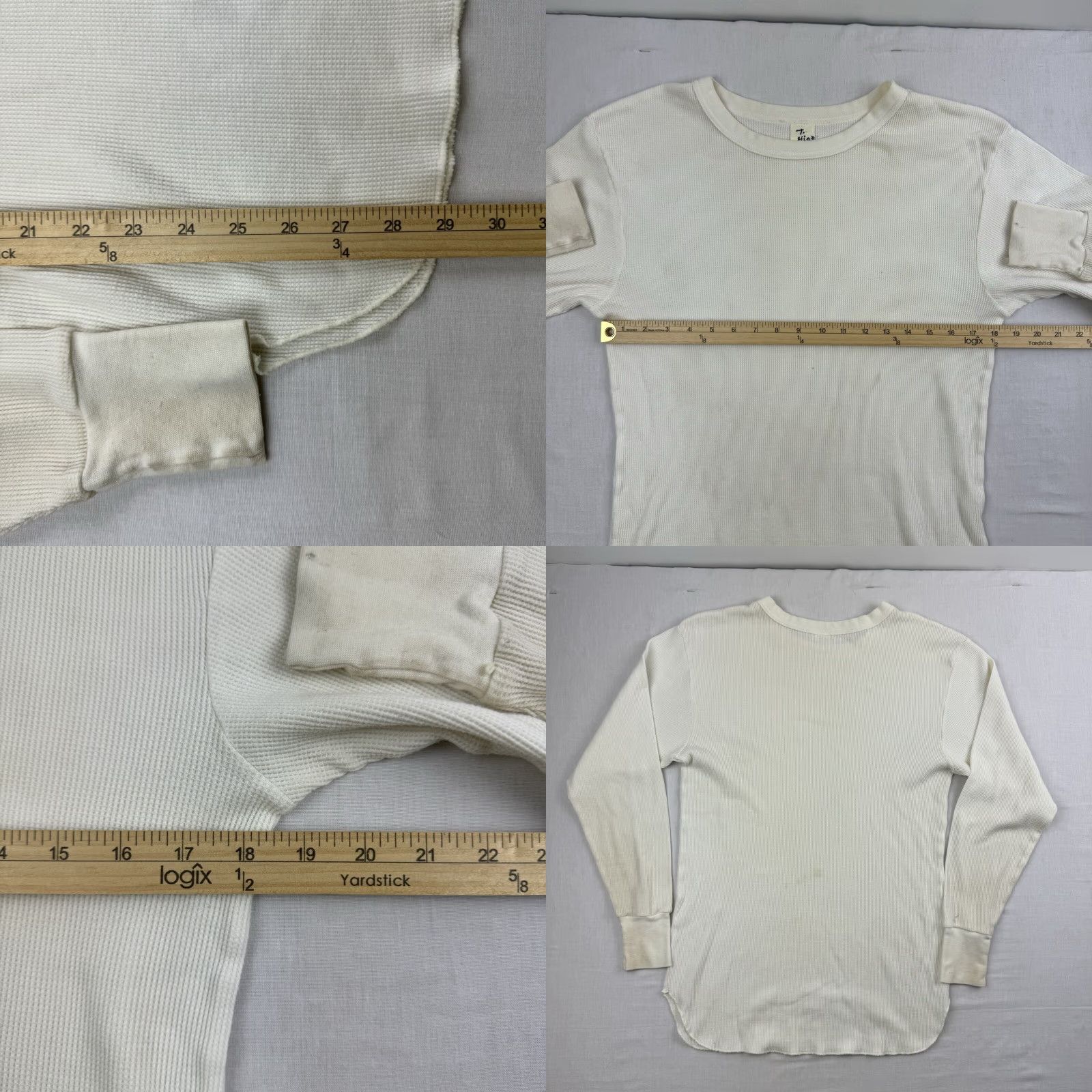 Vintage VINTAGE 1960s Thermal Undershirt Adult XL White Grunge Stained 1970s Rockabilly T-Shirt Long Sleeve Mens Size US L / EU 52-54 / 3 - 8 Thumbnail