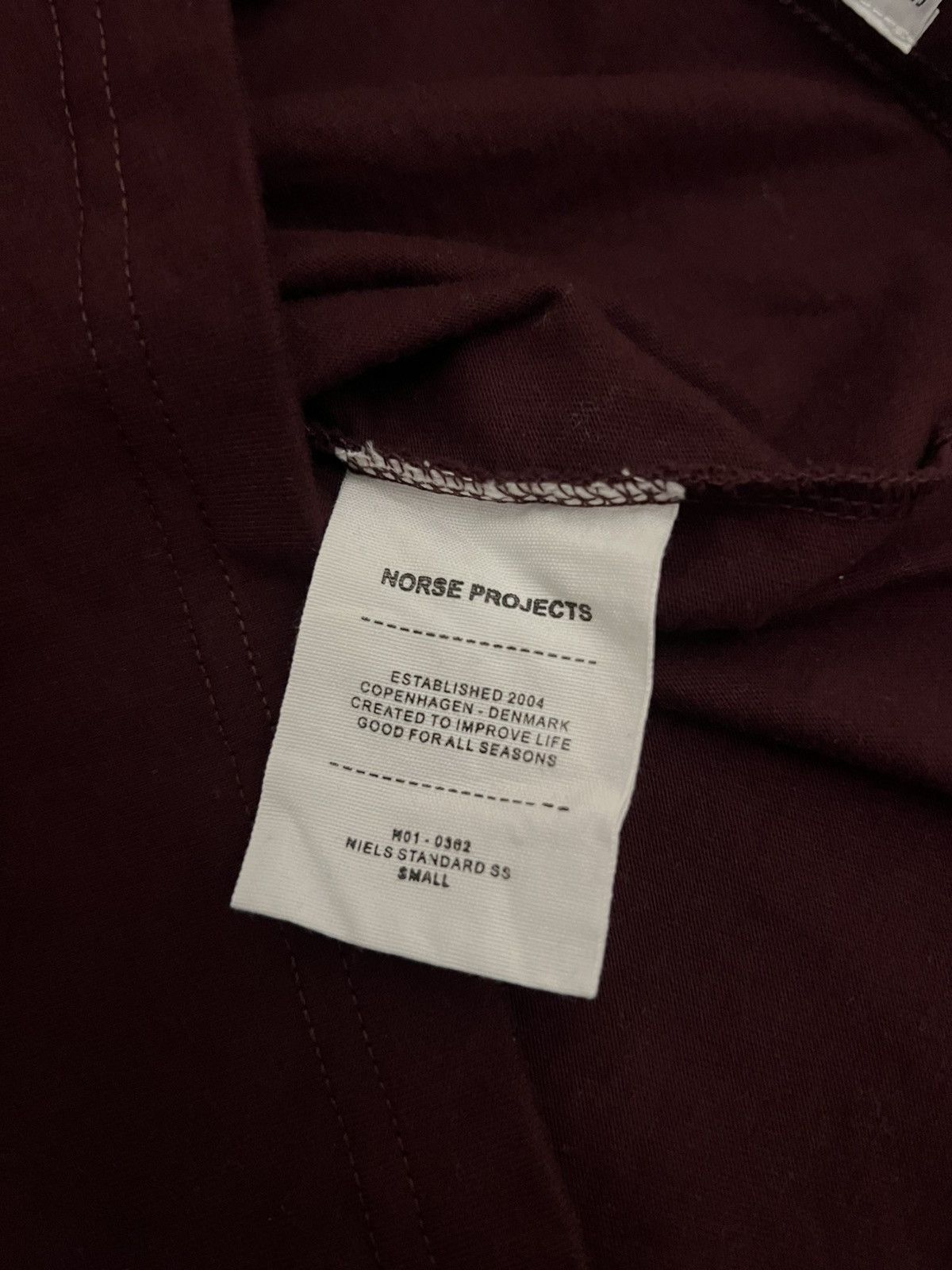 Norse Projects Norse Projects Maroon Blank Tee Size US S / EU 44-46 / 1 - 6 Thumbnail