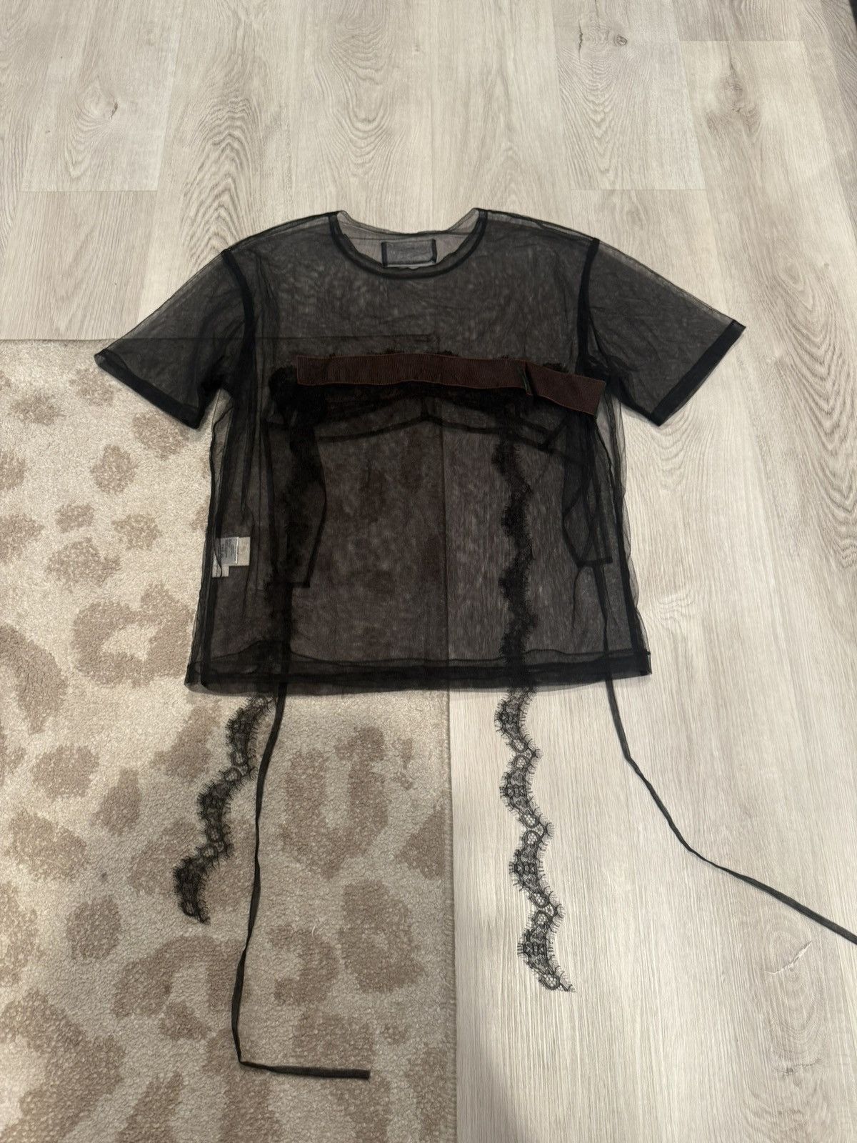 Japanese Brand s/s 2022 quetsche lace mesh tee!! Size US S / EU 44-46 / 1 - 3 Thumbnail