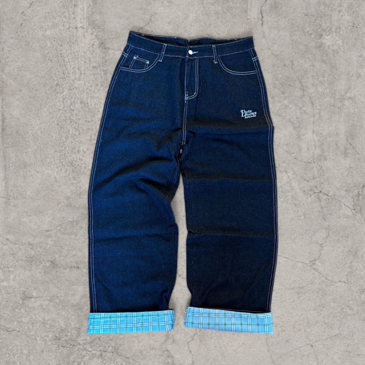 Japanese Brand Cool wide skater Japanese style jeans in navy blue. Size L Size US 34 / EU 50 - 5 Thumbnail