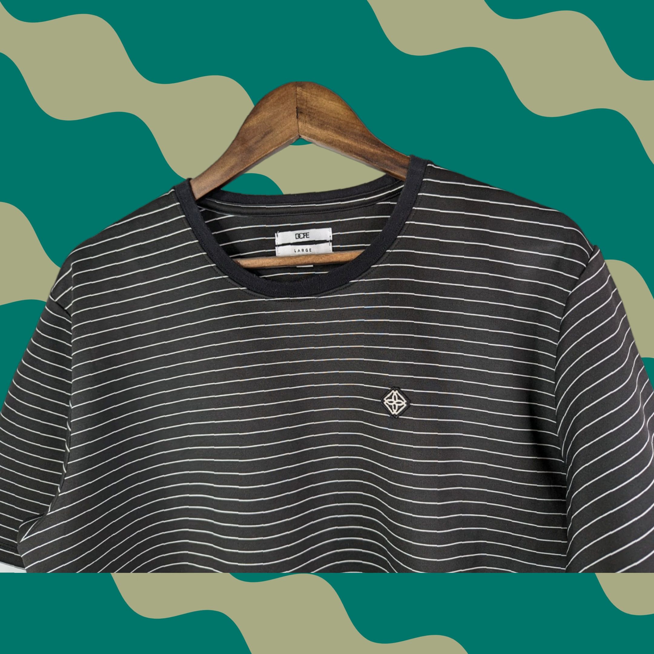 Vintage Dope Brand Black White Striped Logo Crew Neck Short Sleeve T-Shirt Large Mens Shirt Regular Fit Size US L / EU 52-54 / 3 - 1 Thumbnail