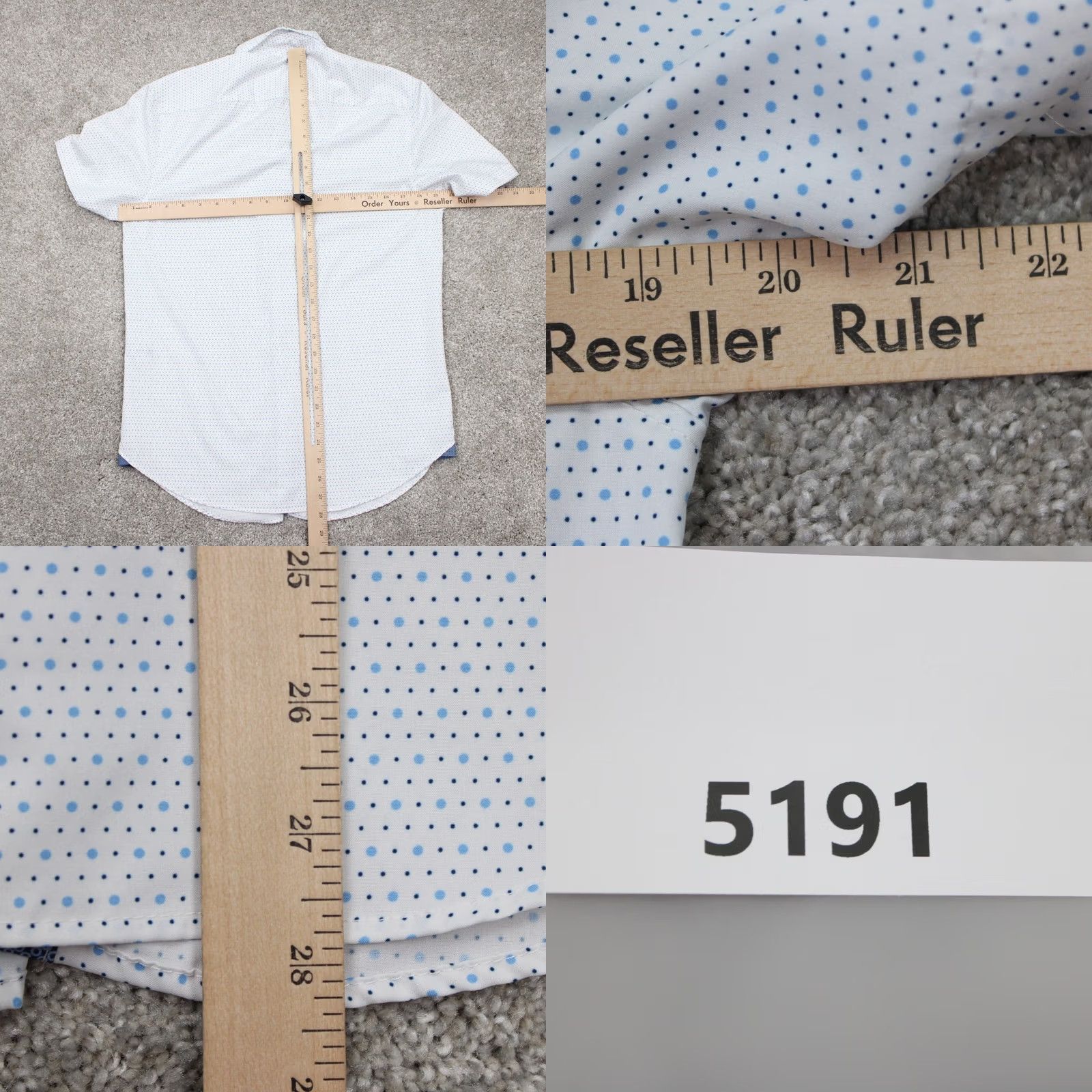 Vintage Construct Shirt Mens Small White/Blue Geometric Slim Fit 4 Way Stretch S/S Size US S / EU 44-46 / 1 - 8 Thumbnail
