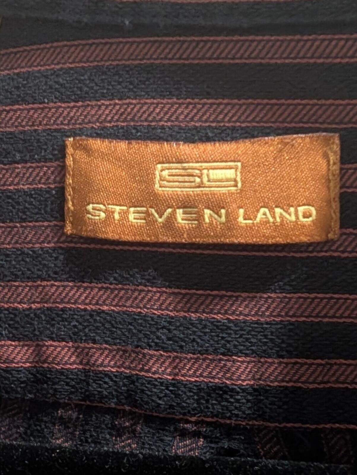 Other Steven Land Burgundy Stripe Dress Shirt Size 38R - 2 Thumbnail