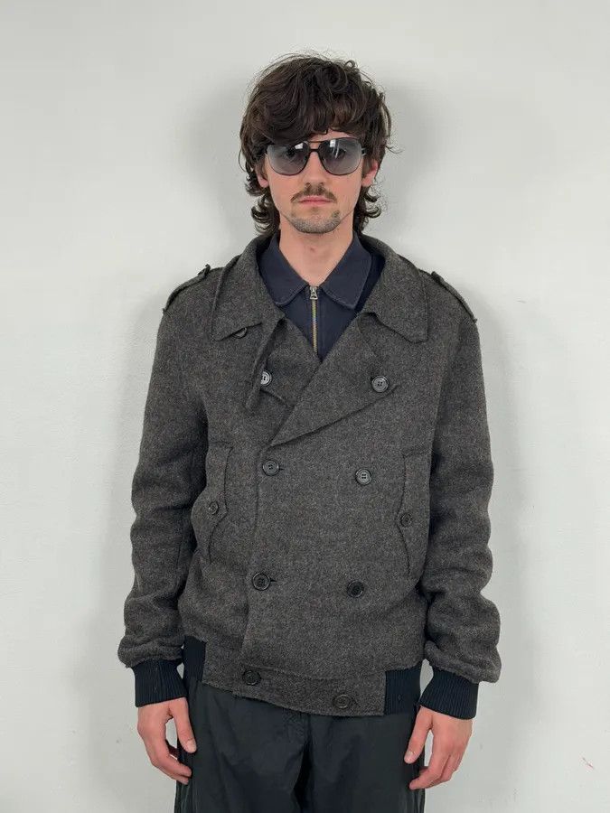 Kris Van Assche Kris Van Assche Grey Wool Double-Breasted Jacket Size US M / EU 48-50 / 2 - 2 Thumbnail