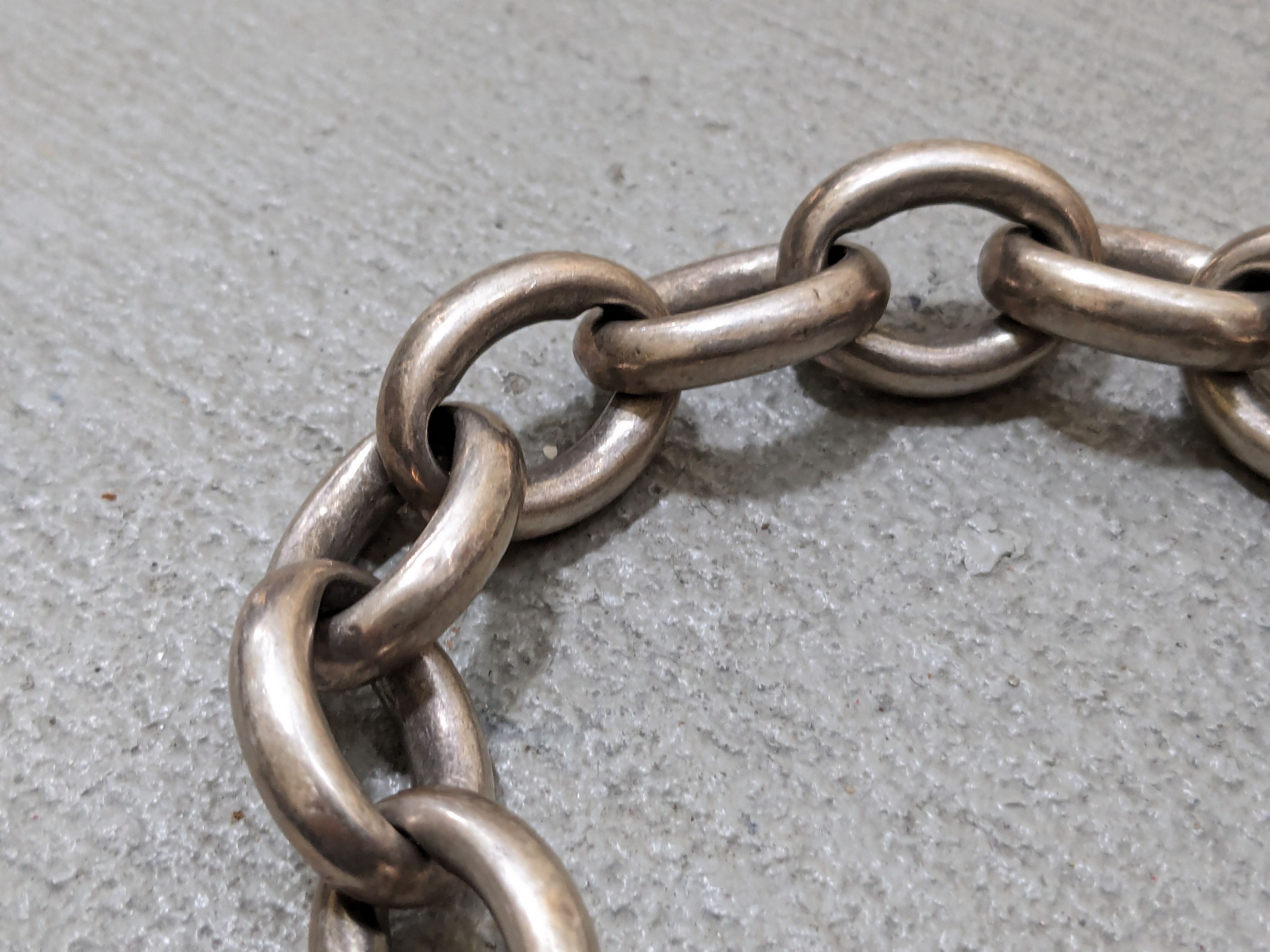 Other Vintage Sterling Silver Bracelet 9.5" Oval Chain Link 90s Size ONE SIZE - 5 Thumbnail