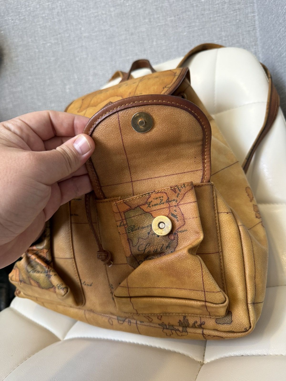 Alviero Martini ALVIERO MARTINI 1A CLASSE Geo Map Leather Backpack Size ONE SIZE - 4 Thumbnail