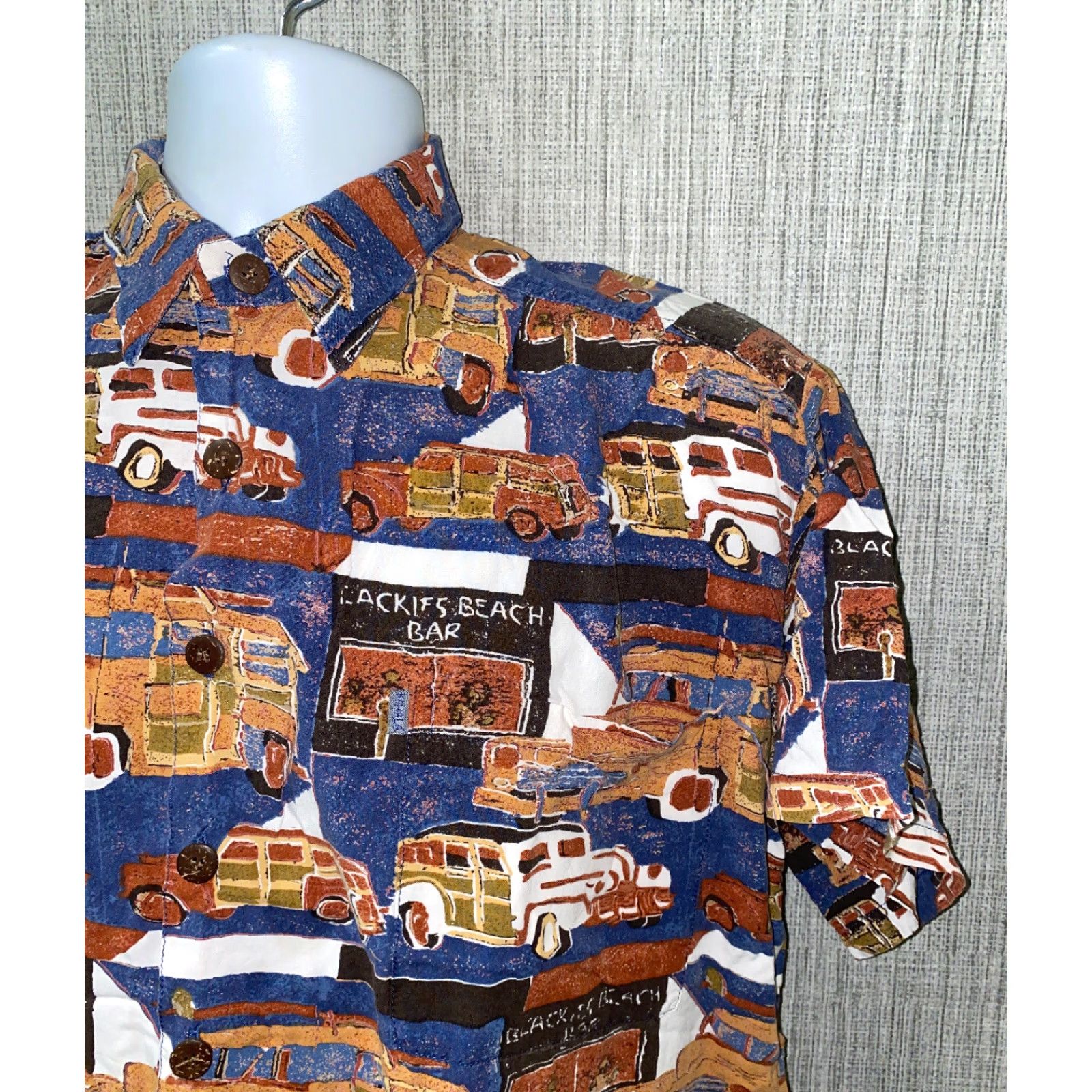 ALOHAS Kahala Mens Aloha Hawaiian Shirt Car Print 100% Rayon Size M Short Sleeve Button-Up Regular Mens Multicolor Size US M / EU 48-50 / 2 - 2 Thumbnail