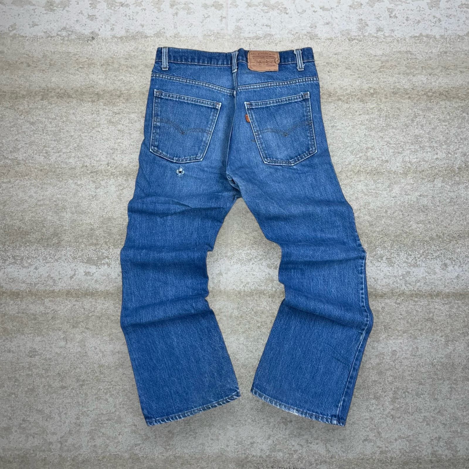 image of True Vintage Orange Tab Levis 517 Jeans Bootcut Flared 70's in Blue, Men's (Size 33)