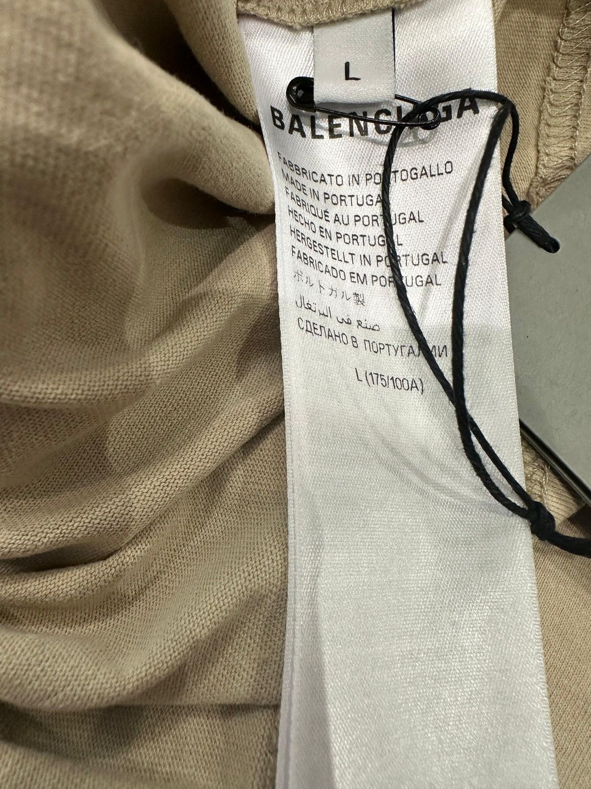 Balenciaga BALENCIAGA - Back Embroidered Jersey T-Shirt Beige Size US L / EU 52-54 / 3 - 3 Thumbnail