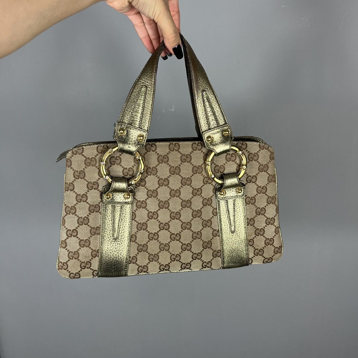 Gucci Bag Brown Gold Luxury Vintage Style Monogram