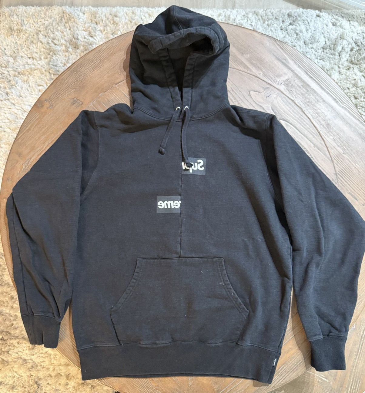 Supreme Cdg Split Box Logo フーディー (ブラック) COMME des GARCONS SHIRT Supreme Split BOX Logo Hoodie Size S