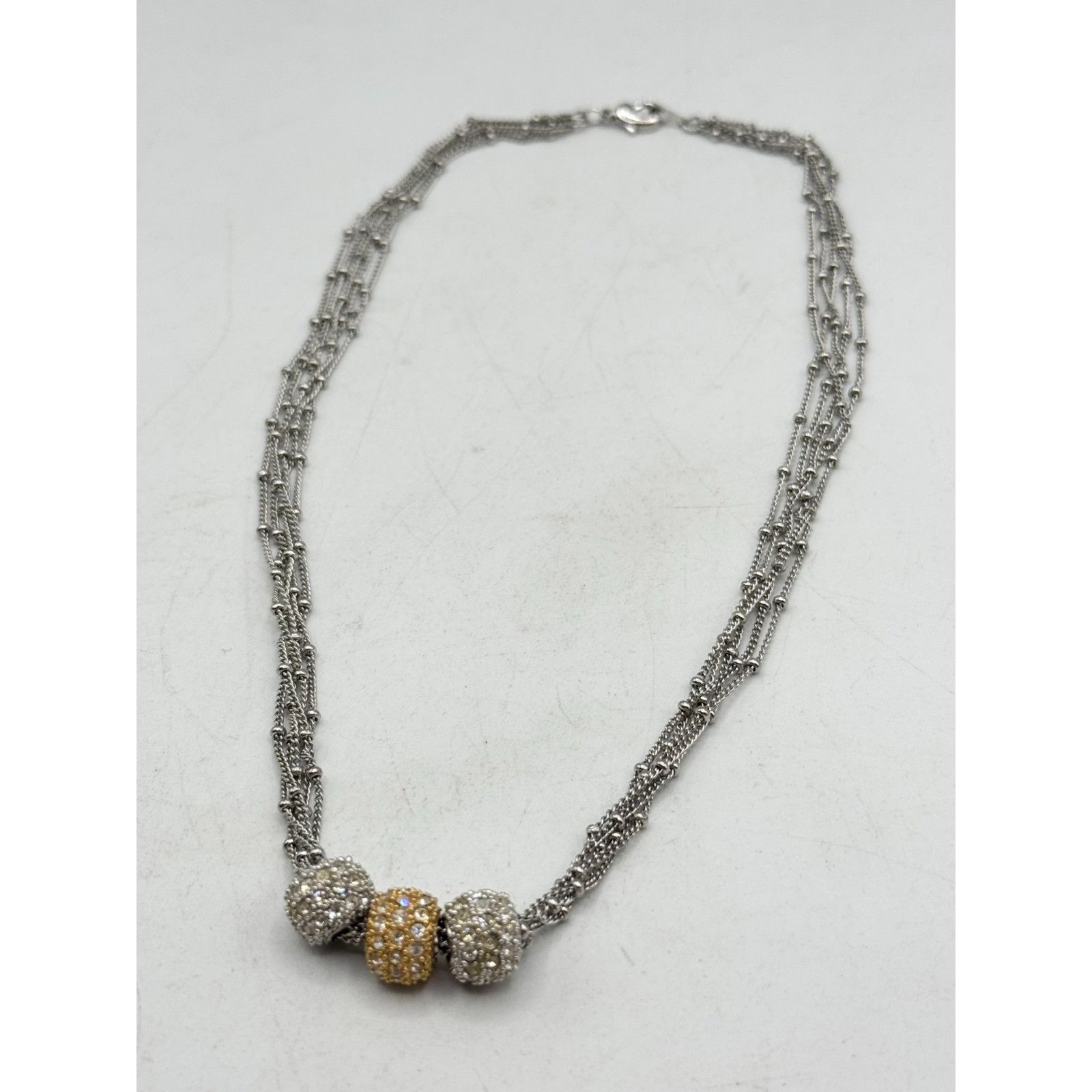 Vintage Vintage silver multi chain rhinestone necklace Size ONE SIZE - 3 Thumbnail