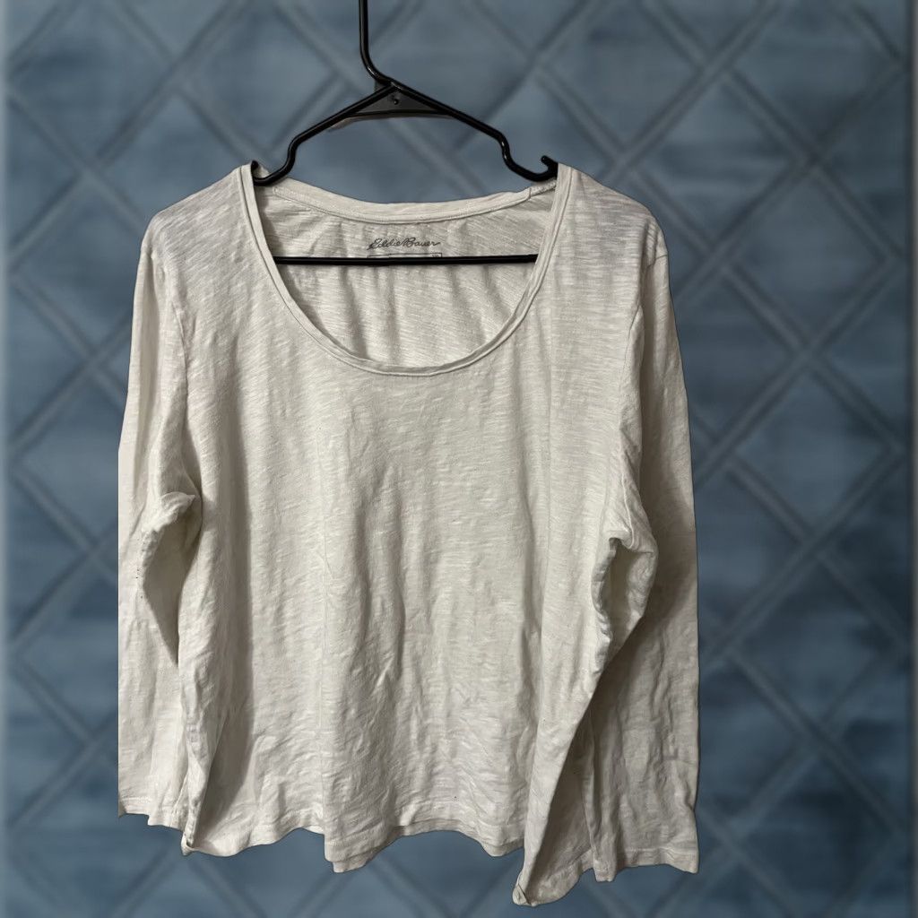 Eddie Bauer Eddie Bauer Shirt Women's 2XL White 100% Cotton Long Sleeve Pullover Basic 80s USA Size XXL / US 16-18 / IT 52-54 - 1 Thumbnail