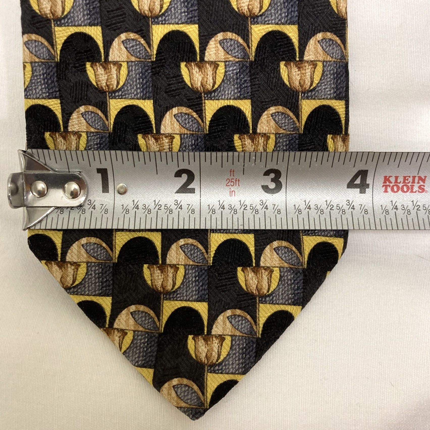Ermenegildo Zegna ERMENEGILDO ZEGNA Men's Necktie 100% Silk ITALY Luxury Geometric Black Gold GUC Size ONE SIZE - 4 Thumbnail