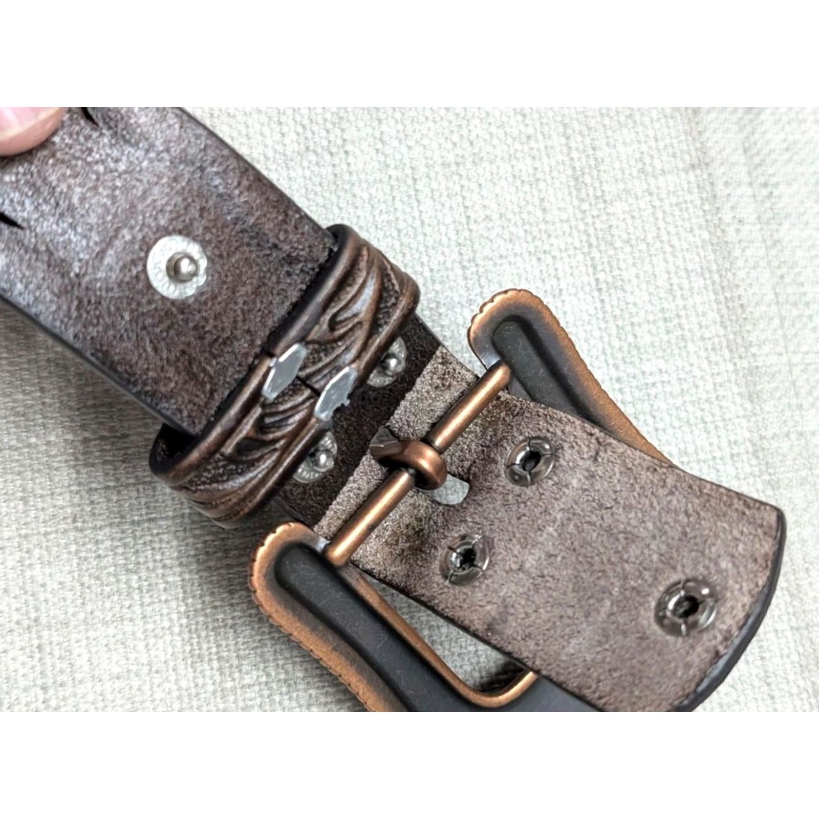 Ariat VINTAGE Ariat Western Belt 30 Brown Leather Cowhide Tooled Cut-Out Buckle Laced Belt Mens Size 30 - 7 Thumbnail