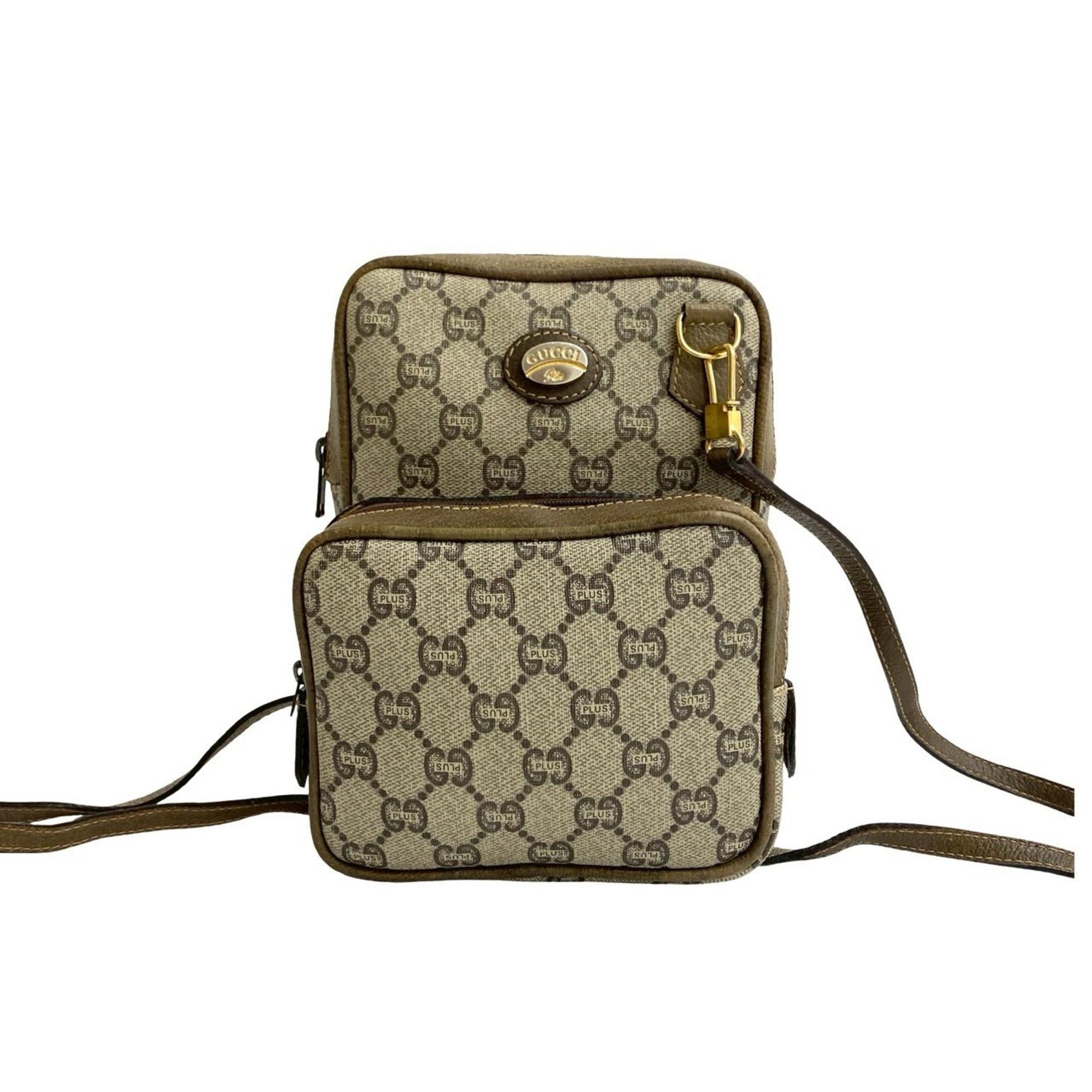 Gucci GUCCI Old Gucci Vintage Plus Logo Leather Mini Shoulder Bag Pochette Brown 21335 Size ONE SIZE - 1 Thumbnail