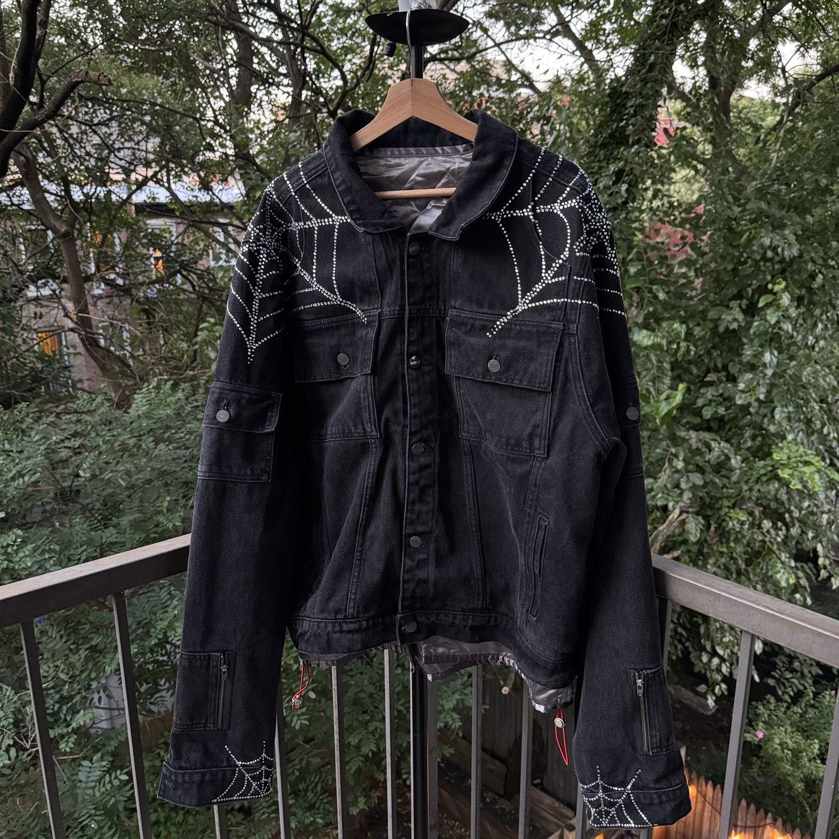 Sp5der Sp5der Worldwide Rhinestone Denim Jacket Size US XXL / EU 58 / 5 - 9 Thumbnail