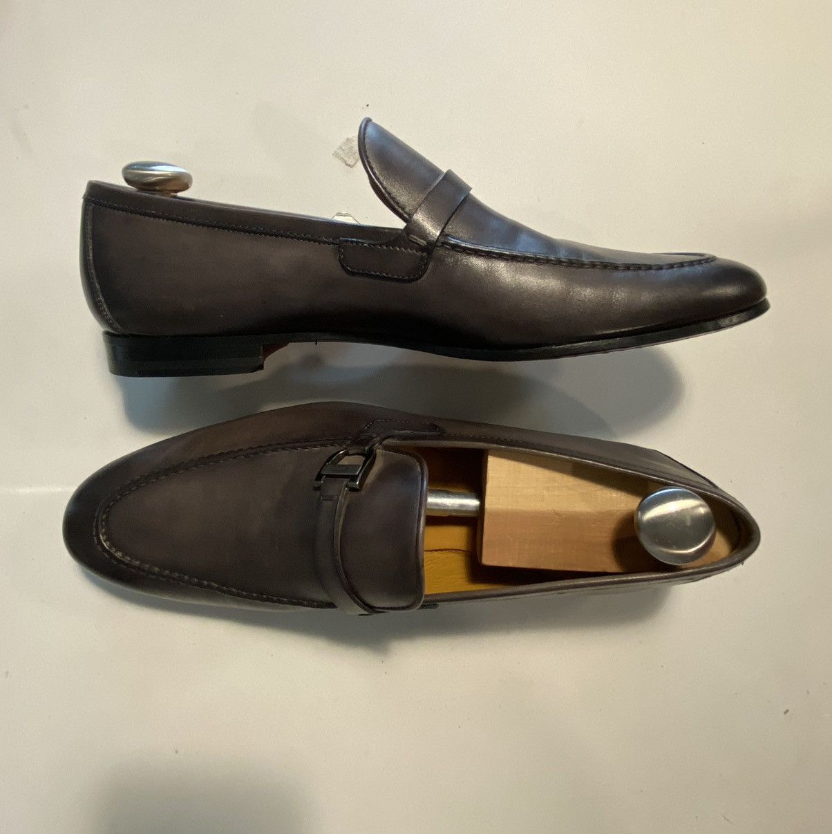 Magnanni 'Tonio' Bit Strap Loafer Gray Leather 12