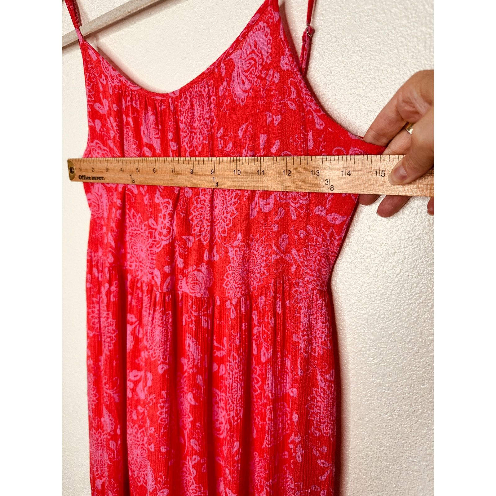 Other Lush Red Pink Scoop Open Tie Back Floral Midi Sun dress S Size S / US 4 / IT 40 - 11 Thumbnail