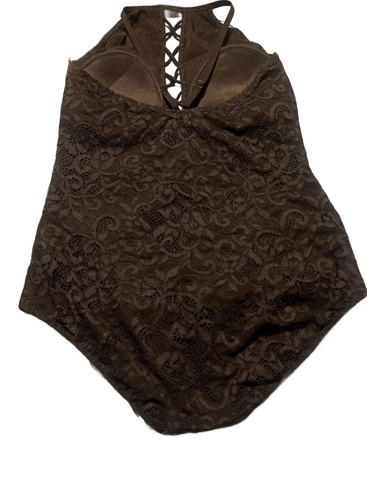 Other Gotten Black Lace One-Piece Swimsuit with Crisscross $158 Size ONE SIZE - 6 Thumbnail