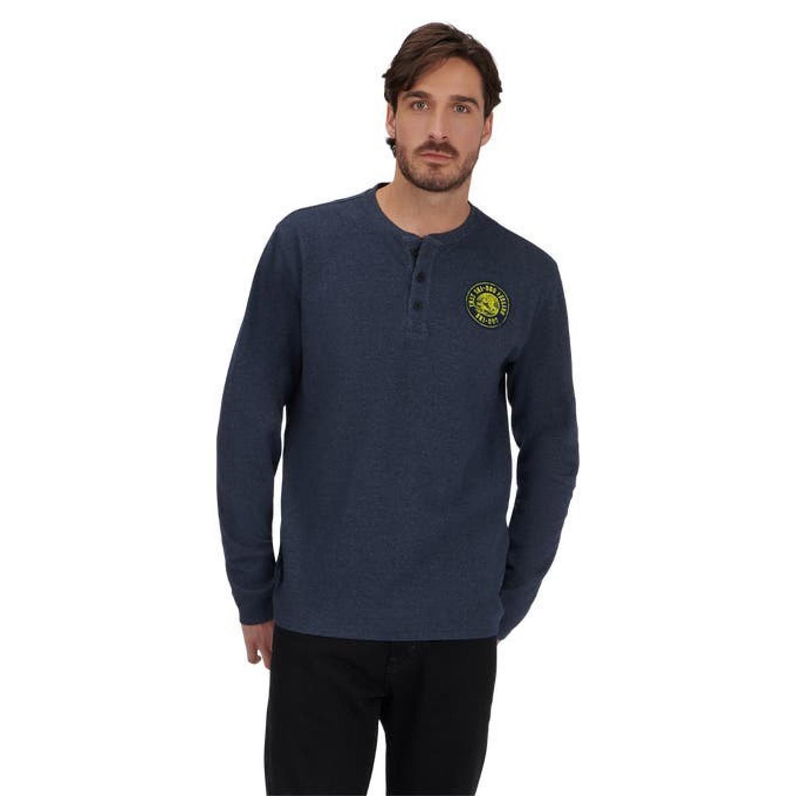 Ski-Doo Ski-Doo Men's Waffle Knit Thermal Henley, Denim Blue, S Size ONE SIZE - 1 Thumbnail