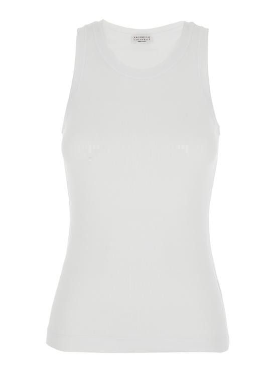 Brunello Cucinelli BRUNELLO CUCINELLI Women Tops MPTC8FX230C159 White Size L / US 10 / IT 46 - 1 Thumbnail