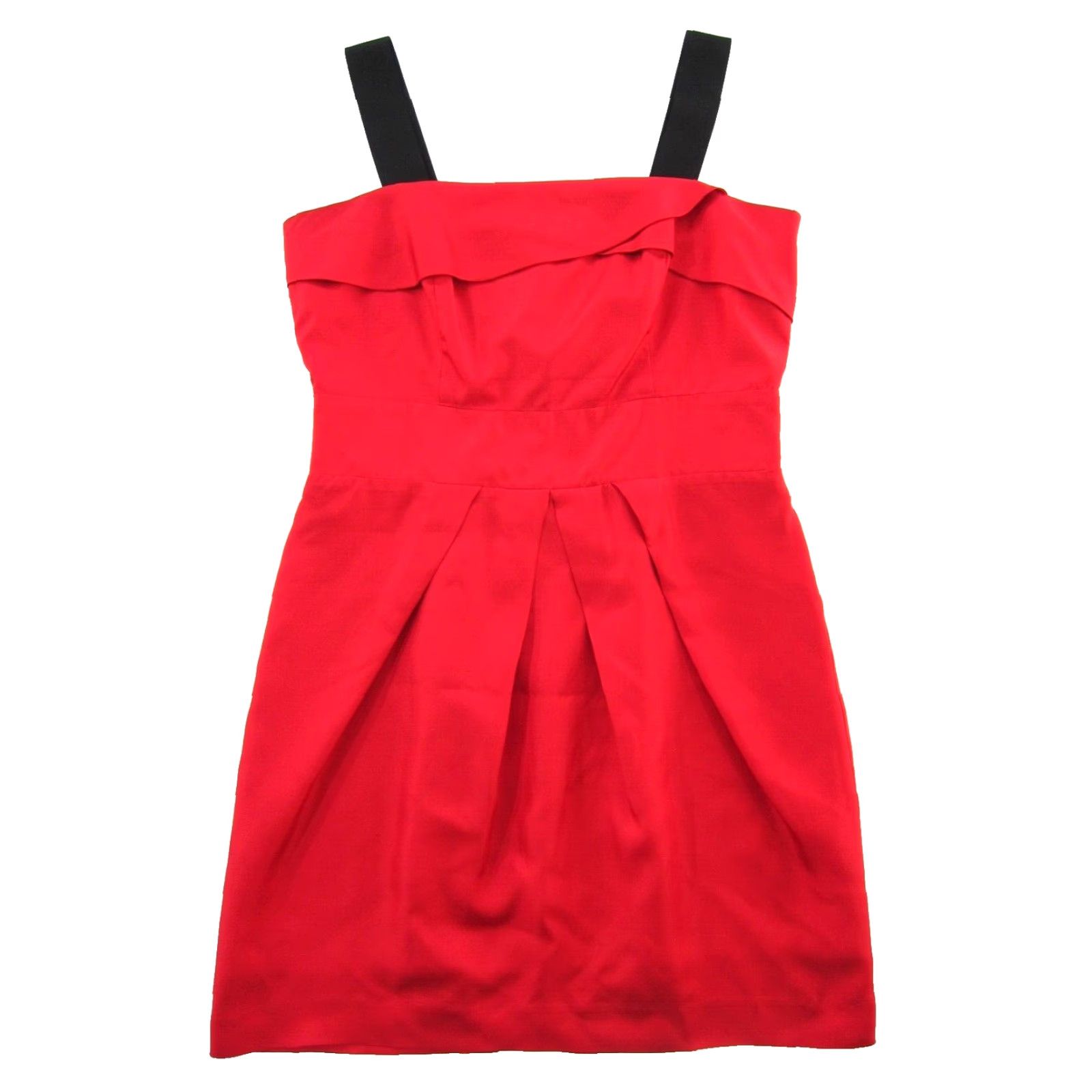 Bebe bebe Red 100% Silk Black Strap Pleated Empire Waist Sheath Party Dress Medium Size M / US 6-8 / IT 42-44 - 2 Thumbnail