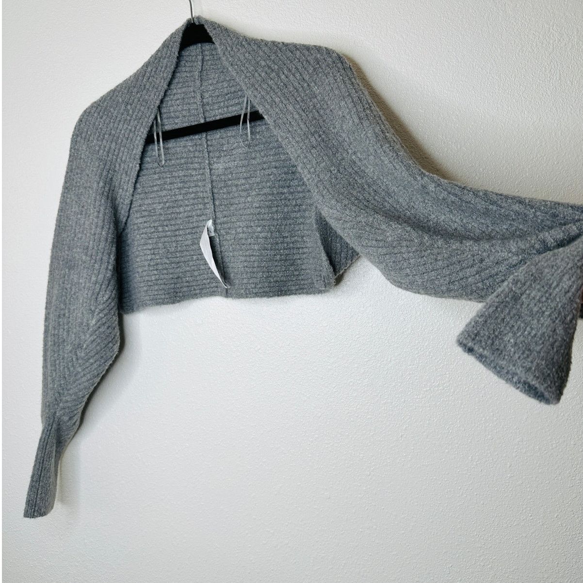 Zara ZARA Heather Gray Ribbed Knit Long Sleeve Bolero Shrug M Size M / US 6-8 / IT 42-44 - 3 Thumbnail