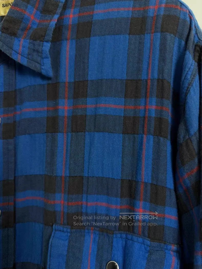 Saint Laurent Paris Saint Laurent Paris Blue Faded Frayed Destroyed Plaid Shir Size US L / EU 52-54 / 3 - 3 Thumbnail