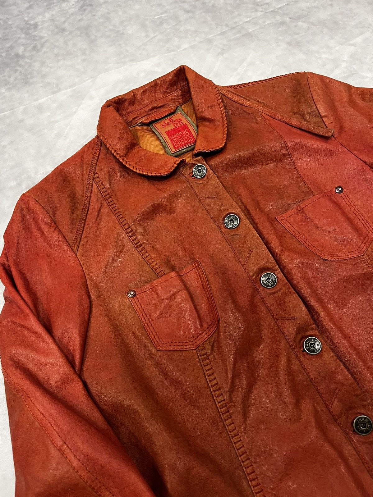 Marithe + Francois Girbaud Marithe Francois Girbaud Vintage Rare Orange Leather Jacket Size M / US 6-8 / IT 42-44 - 3 Thumbnail