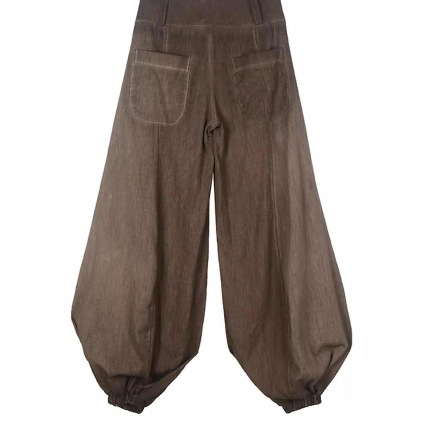 Japanese Brand Wide-Leg Trousers with Detachable Belt & Elastic Cuff Hems Size 28" / US 6 / IT 42 - 6 Thumbnail