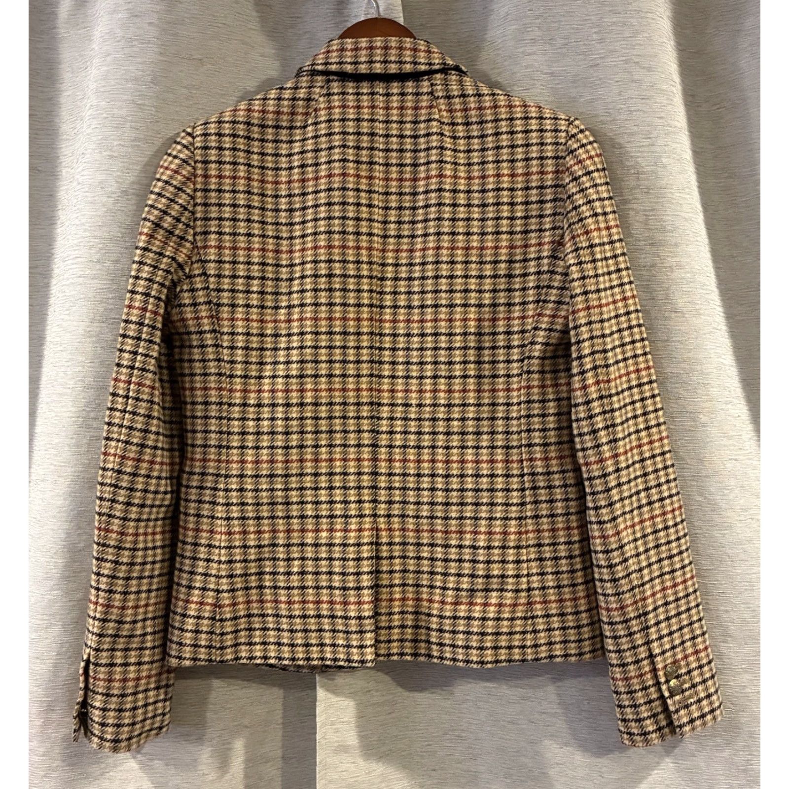J.Crew J. Crew Blazer Women 6 Brown Wool Blend Schoolboy Preppy Herringbone Lined Button Long Sleeve Mid-Length Size M / US 6-8 / IT 42-44 - 5 Thumbnail