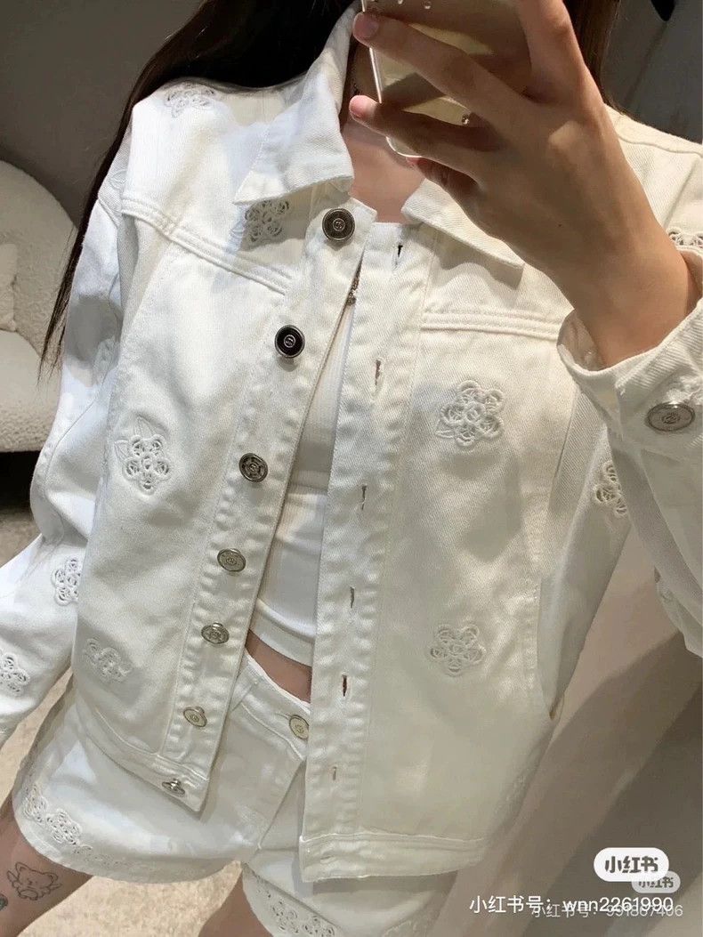 Chanel Chanel White camellia hollow denim jacket 2504-Nextarrow Size XS / US 0-2 / IT 36-38 - 8 Thumbnail