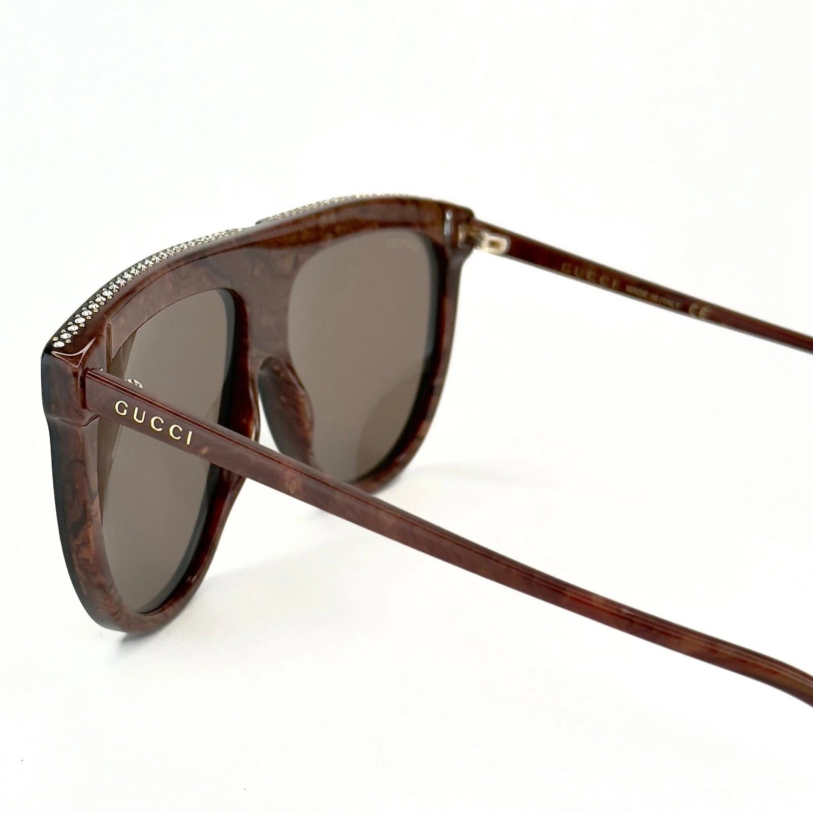 Gucci GUCCI GG0732S Black Brown Oversized Pilot Sunglass 0732 005 Size ONE SIZE - 8 Thumbnail