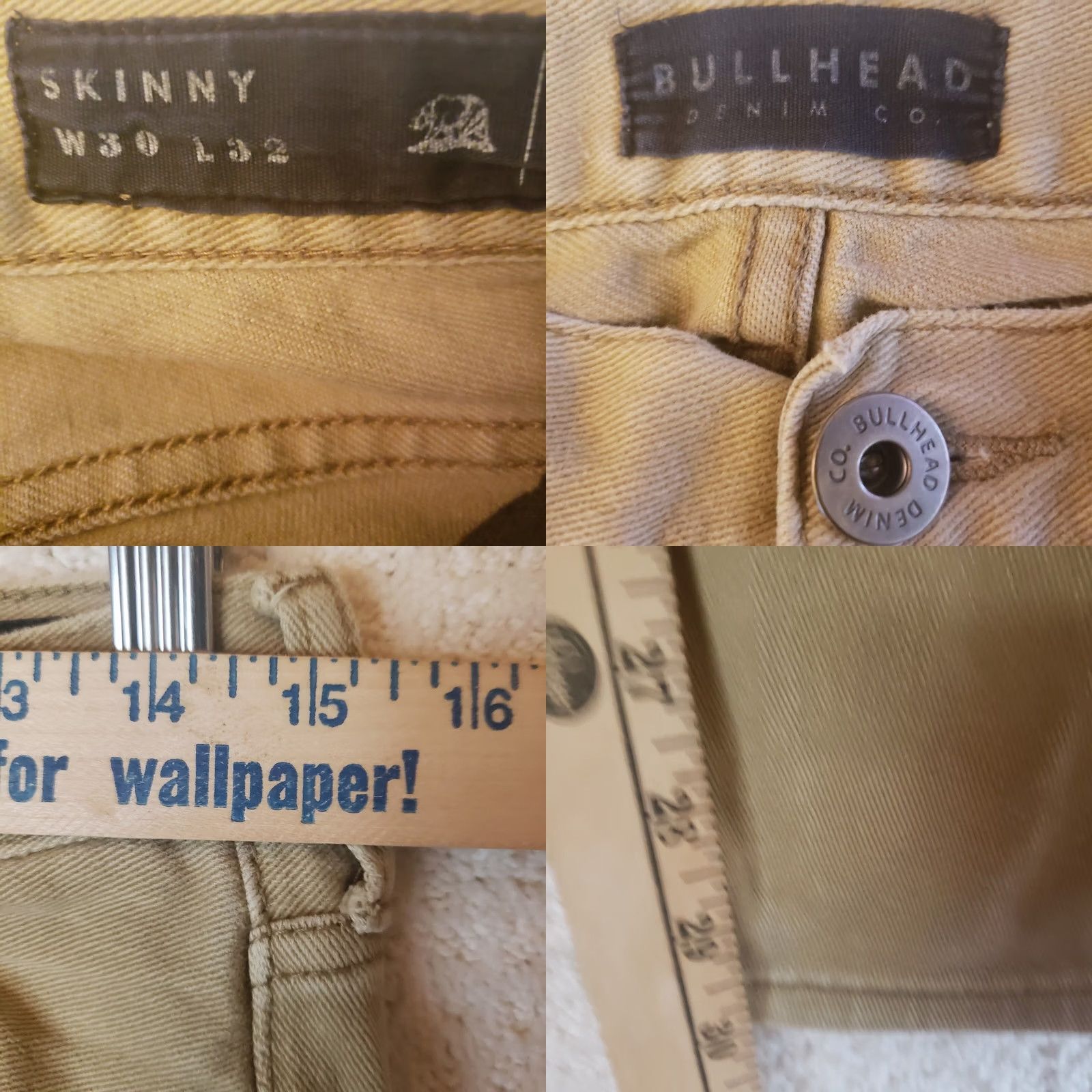CO BULLHEAD DENIM CO Skinny Straight Leg Stretch Jeans Brown Khaki Tan 30X30 Men Size US 30 / EU 46 - 9 Thumbnail