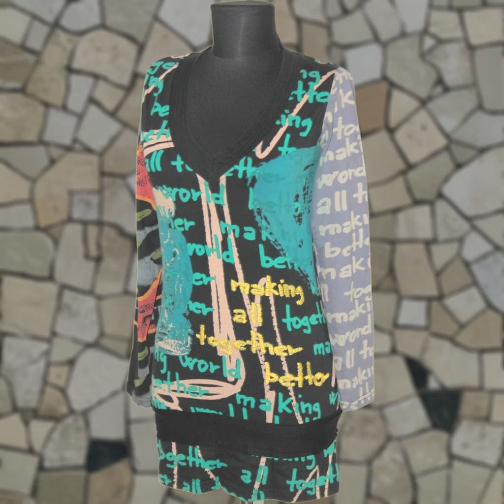 Desigual Desigual Tunic Shirt Womens M Multicoloured Cotton Long Sleeve Tunic Jumper Length 74 cm Armpit to Armpit 44 cm Shoulder to Shoulder 34 cm Womens Size M / US 6-8 / IT 42-44 - 1 Thumbnail