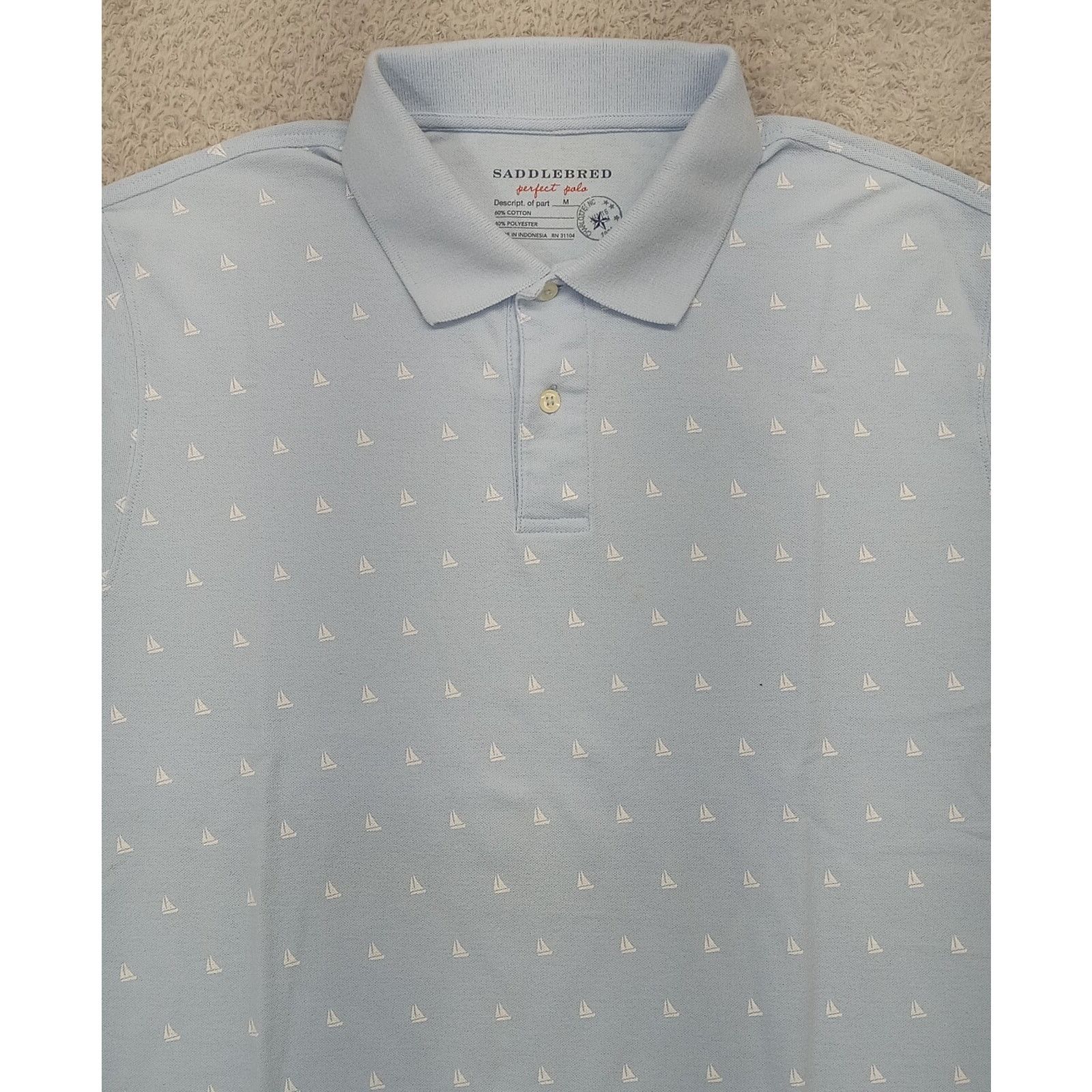 Saddlebred Saddlebred Polo Shirt M Perfect Polo Sailboats Blue Nautical Size US M / EU 48-50 / 2 - 2 Thumbnail