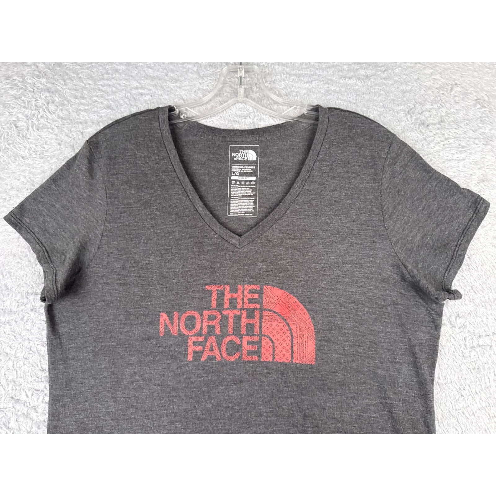 The North Face The North Face Shirt Women Large Gray Short Sleeve V-Neck Poly Blend Slim READ Size L / US 10 / IT 46 - 4 Thumbnail