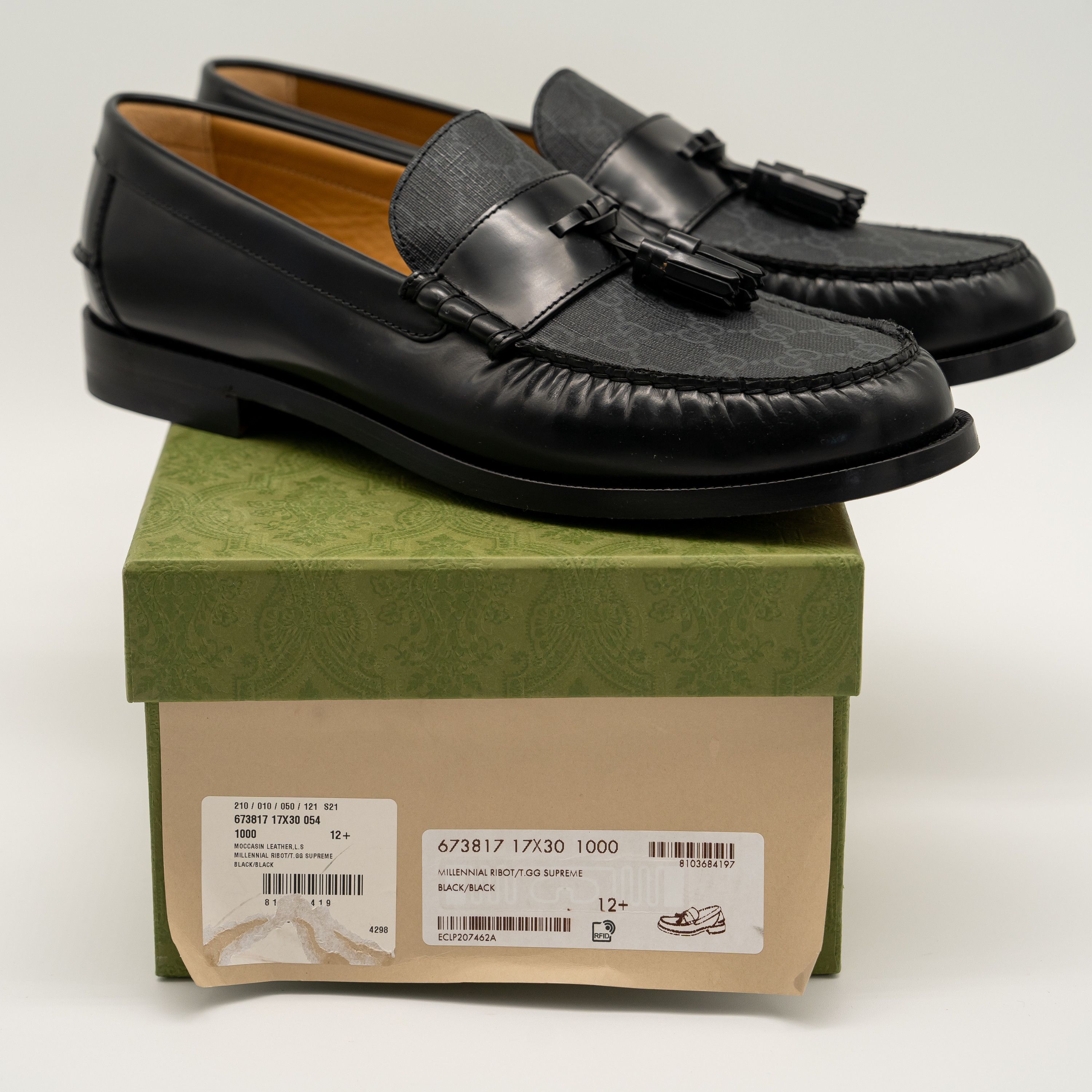Gucci size 12.5G 13 US Gucci GG Loafer Tassel Black Leather Canvas Size US 13 / EU 46 - 8 Thumbnail