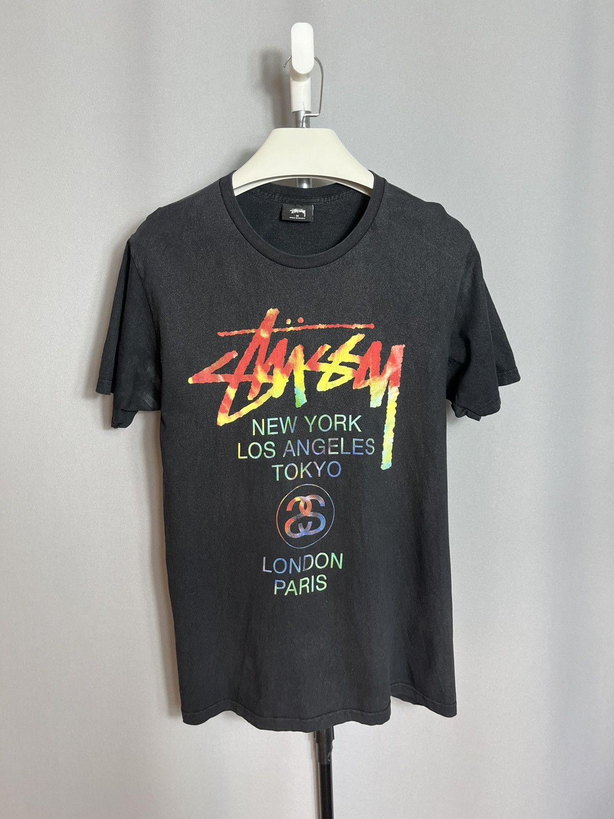 Stussy Stussy mens t-shirt black cotton Rainbow Size US M / EU 48-50 / 2 - 1 Thumbnail