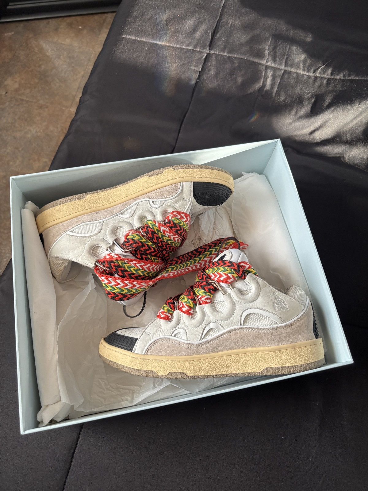 Lanvin Lanvin Leather Curb Sneakers - White - Size 40 Size US 7 / EU 40 - 3 Thumbnail