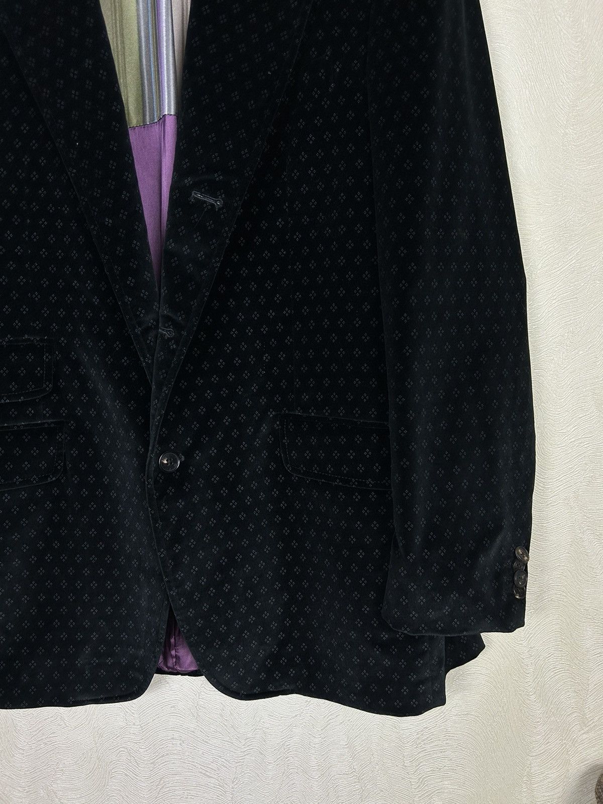 Designer × Etro ETRO Briseide Velour Abstract Pattern Velvet Blazer Luxury Size 40R - 2 Thumbnail