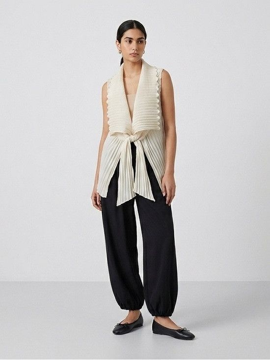 Other Lundstrom Chiffon Pleated Tie Front Vest Jacket - NWTs! Size XL / US 12-14 / IT 48-50 - 11 Thumbnail
