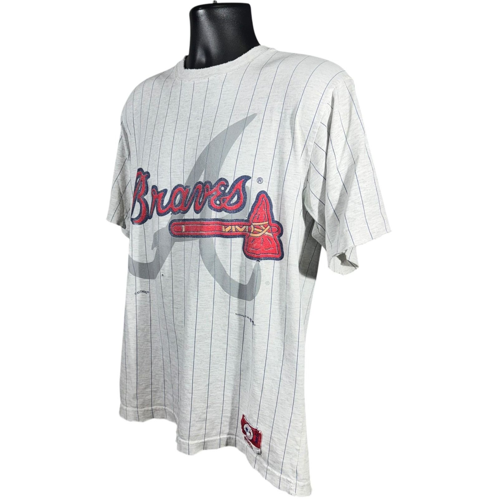 Nutmeg Vintage Nutmeg Atlanta Braves Pin Striped MLB Tee 90s Size US M / EU 48-50 / 2 - 3 Thumbnail
